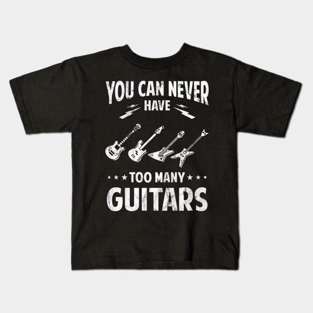 You can never have many guitars "The white Vintage version" Kids T-Shirt by eyoubree